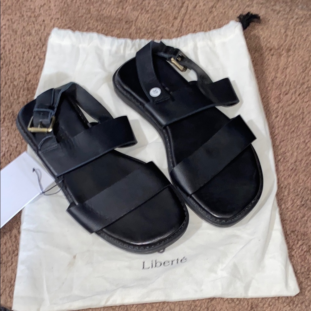 Black Leather Strappy Women's Sandals